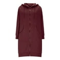 thumbnail image 4 of Long Zip Up Hoodies for Women Casual Loose Oversized Tunic Sweatshirt Fleece Jacket with Pocket Fall Lightweight Coat, 4 of 8