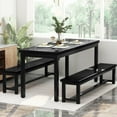 thumbnail image 4 of Stmoze 43.3" Dining Table Set for 4, Kitchen Dining Table with 2 Benches, 3 Pieces Dining Room Table Set , Space Saving Dining Bench Set for Kitchen, Restaurant, Black, 4 of 7