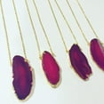 thumbnail image 4 of PAPER AND QUARTZ Gold Plated Agate Slice Necklace in Hot Pink, 4 of 4