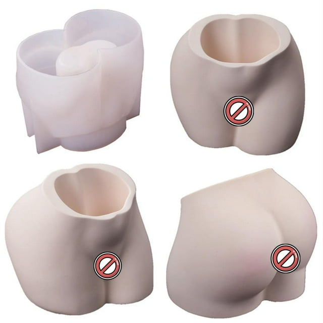 Molde De Silicona Para Jarrón De Trasero Humano Diy, Maceta Reutilizable, Molde De Silicona Para Arte Corporal Único, Portalápices, Molde De Fundición Para Escritorio De Oficina En Casa Yuarrent HA017701-00