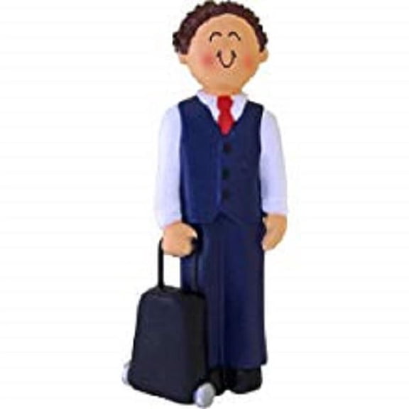 FLIGHT ATTENDANT MALE BRUNETTE ORNAMENT