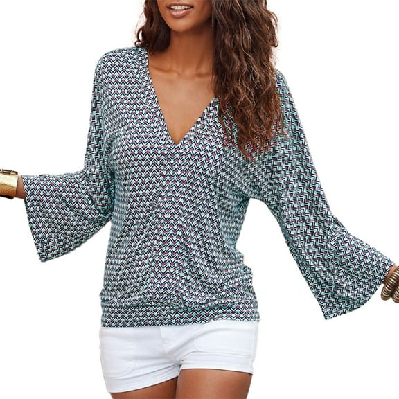 LASCANA Women's Flare Sleeve Print Top