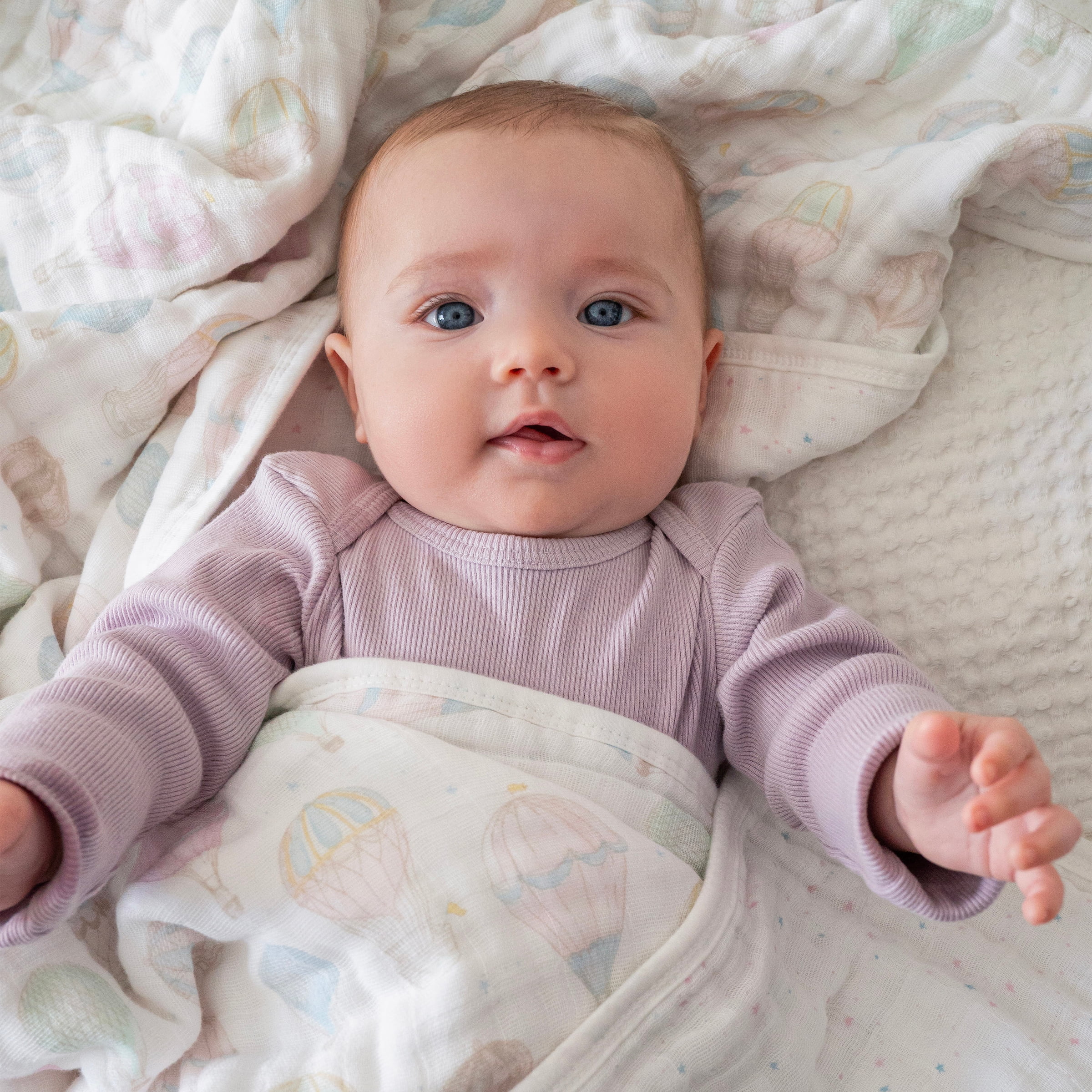 aden + anais Organic Cotton Muslin Baby Blanket Crib Bedding for Newborn Baby and Toddler, Nursery Blanket for Boys and Girls, Baby Registry and Shower Gift - Above The Clouds