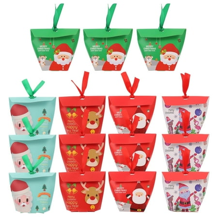 BOPORO 25Pcs Christmas Candy Bag Santa Elk Treat Pouches for Party Wedding