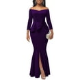 thumbnail image 6 of Bodycon Long Sleeve Dresses for Women Formal Off Shoulder Sexy Split Party Mermaid Dress with Zippe, 6 of 7
