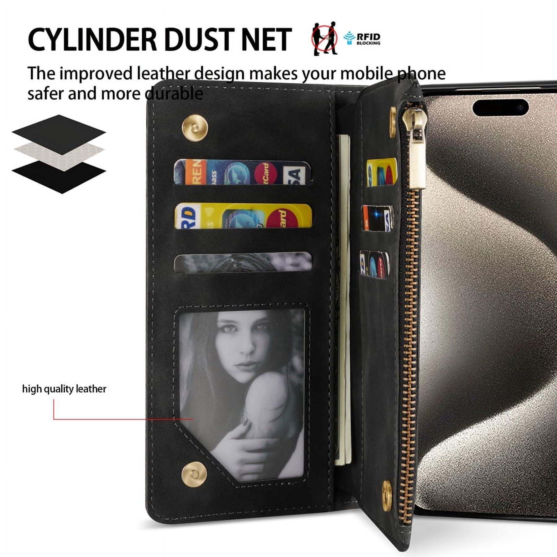 Wallet Multi-card Zipper Kickstand Magnetic Flip Leather Case For