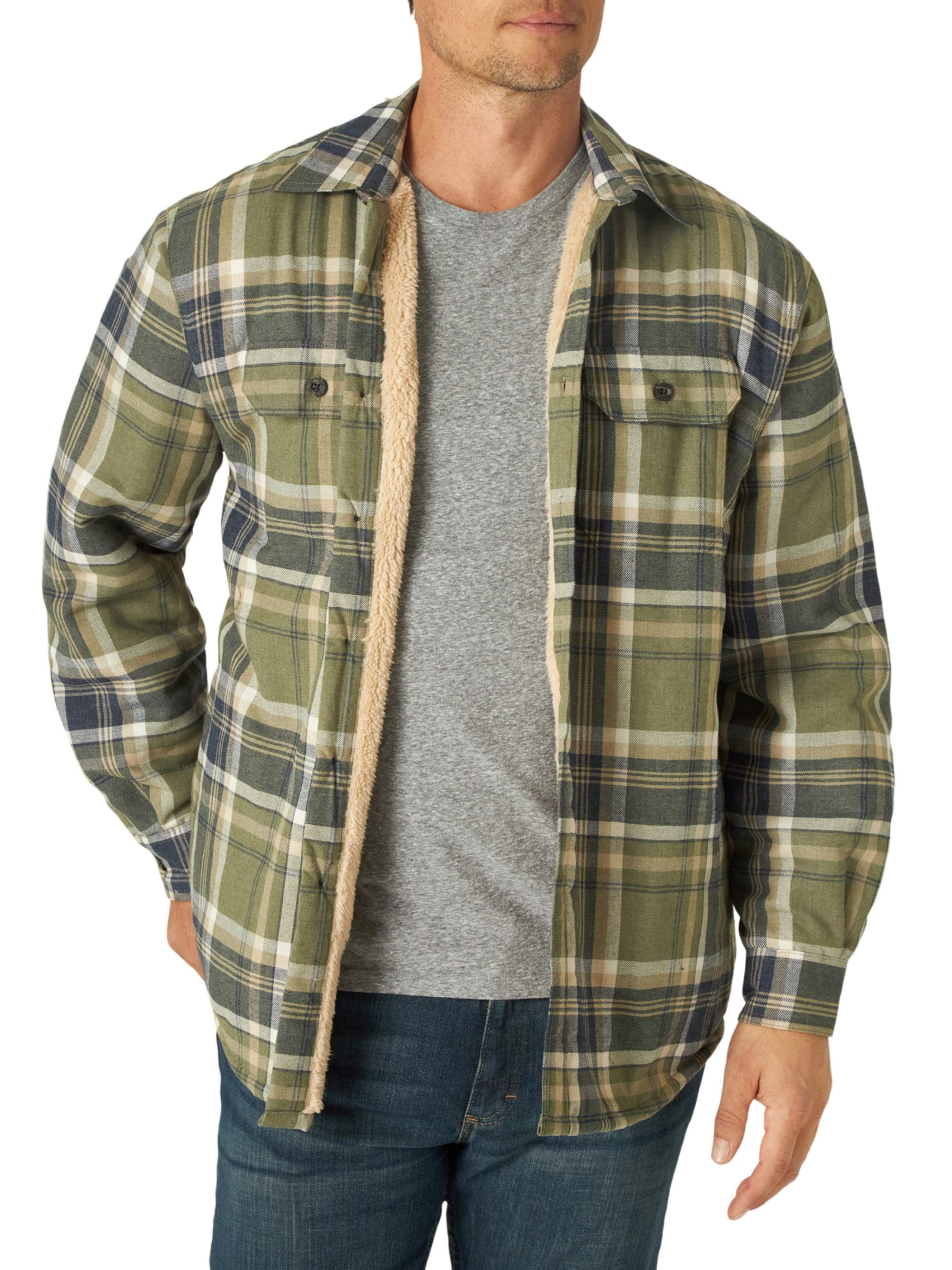 Wrangler Men's Sherpa Lined Flannel Heavyweight Shirt Jacket 