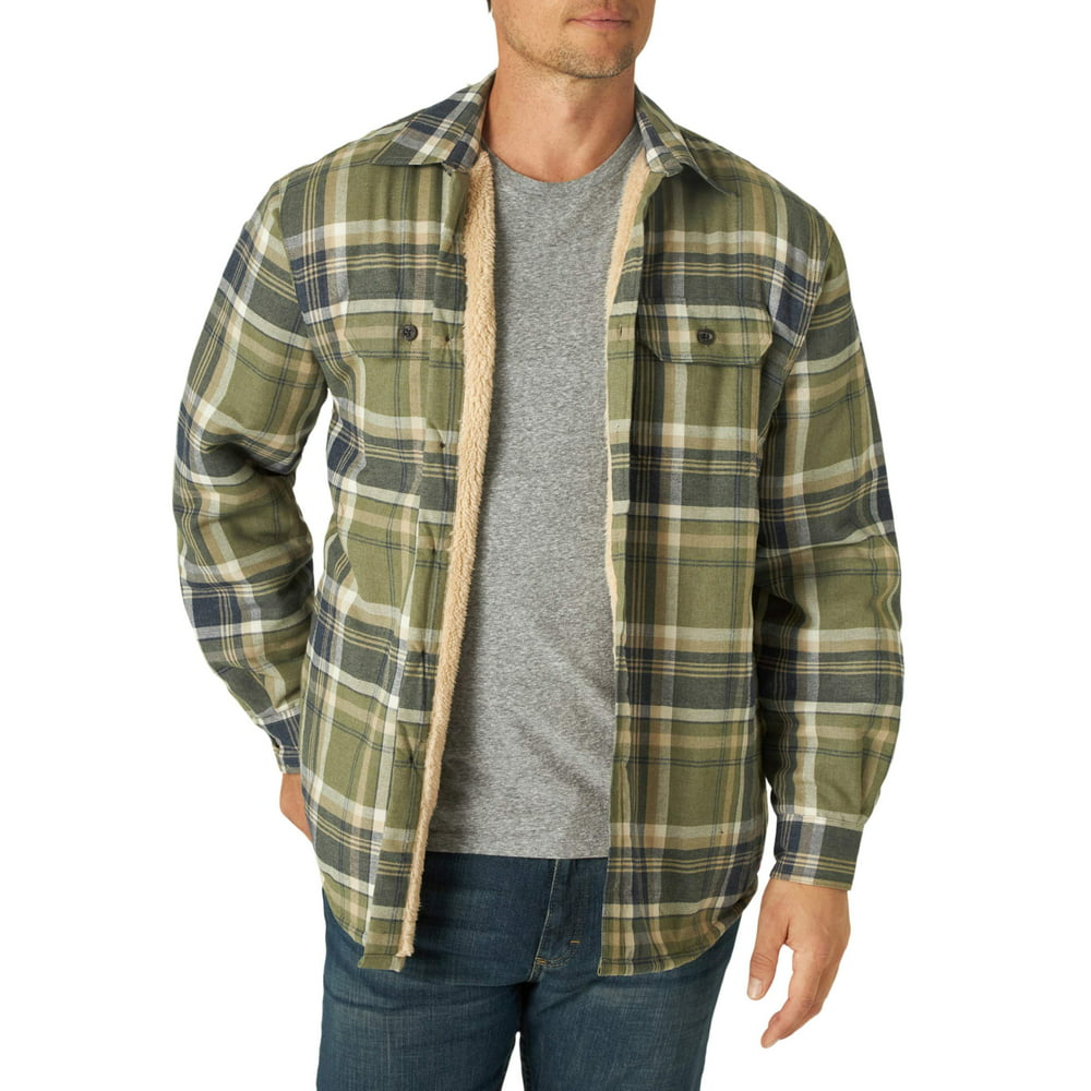 Wrangler - Wrangler Men's Sherpa Lined Flannel Heavyweight Shirt Jacket ...