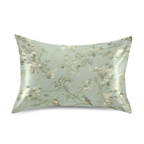 Birds in Bloom Luxury Silky Soft Pillowcase Standard Size Wrinkle Resistant Envelope Closure 20x26in