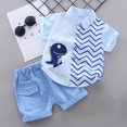 thumbnail image 2 of SROBPTY Toddler Boys Summer Set Print Turndown Neck Short Sleeve Top Short Pant for 2-8Y, 2 of 4