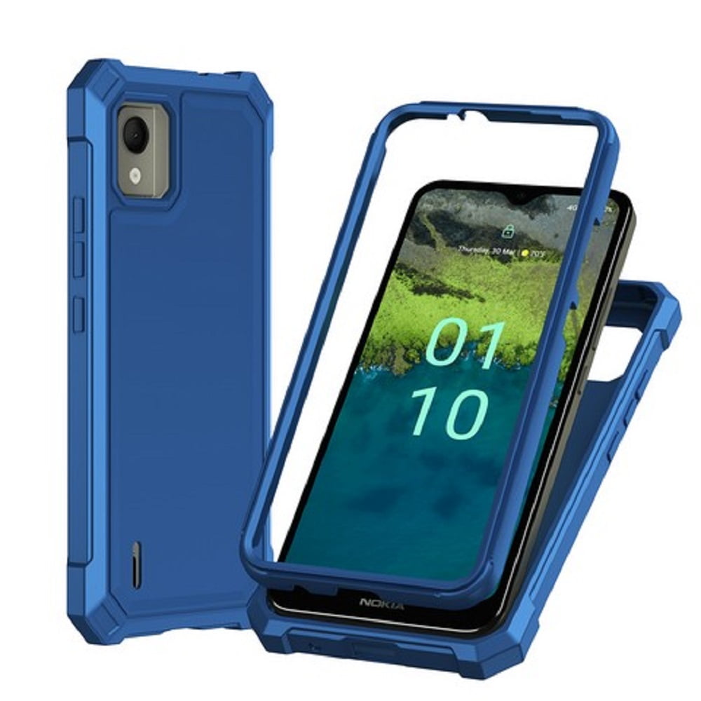Phone Case for Nokia C110 (Straight Talk/ TracFone/Consumer Cellular), Full  Body TPU Cover Case + Tempered Glass (Blue) - Walmart.com