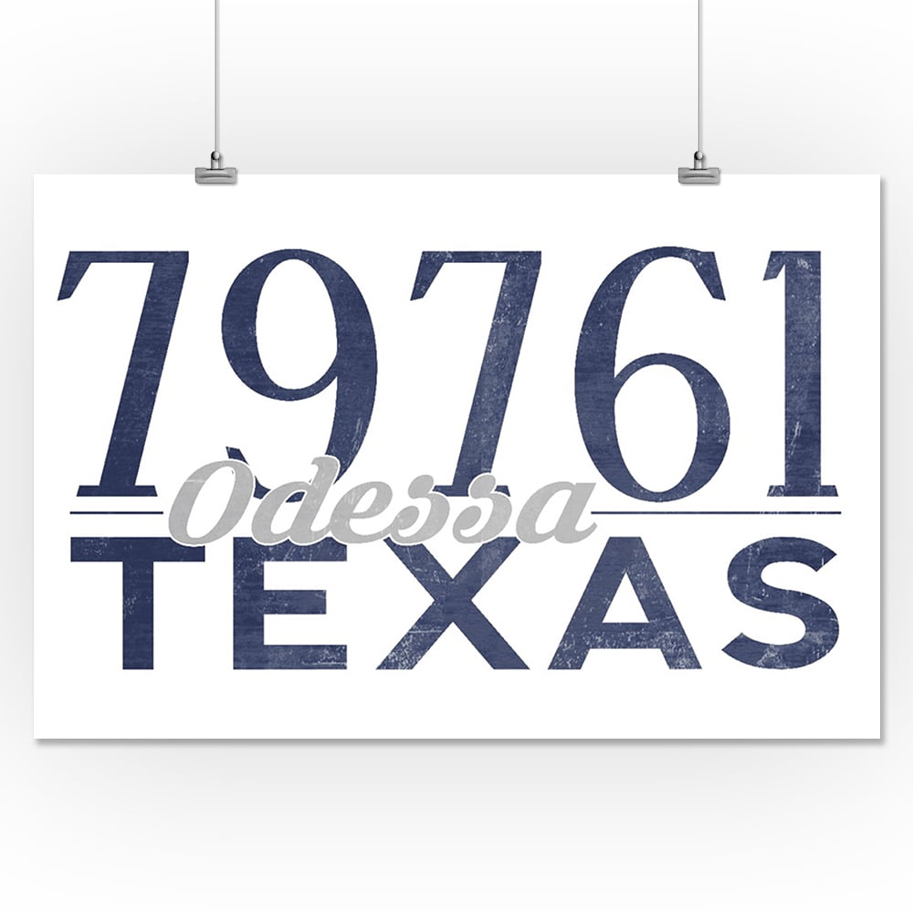 Odessa, Texas 79761 Zip Code (Blue) Lantern Press Artwork (16x24