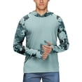thumbnail image 3 of Camo Print Sun Hoodie for Men with Mask UPF 50+ Fishing Blouses Long Sleeve UV Rash Guard Cooling Lightweight Hoodies Black L, 3 of 5