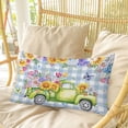 thumbnail image 4 of Spring Floral Truck Pillow Covers, Linen Long Throw Pillow Case, Watercolor Flowers Butterflies Blue Plaid Holiday Pillow Protector Decorative Cushion Cover for Living Room/Bedroom 20" x 36", 4 of 8