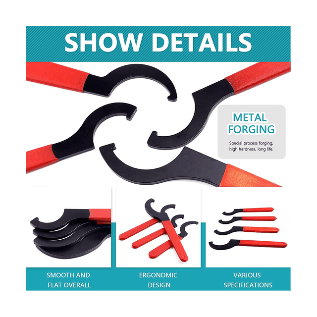 Coilover Wrench Spanner, 7PCS Non- Spanner Wrench Set, Professional Universal Rubber Handle Wrench Spanner Tool