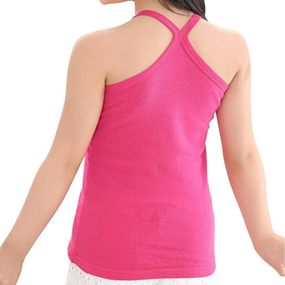 Penkiiy Girls Dance Tank Top Racerback Crop Tank Top Dance Top sin mangas para Ballet Gymnastics Dancewear 12 años Hot Pink
