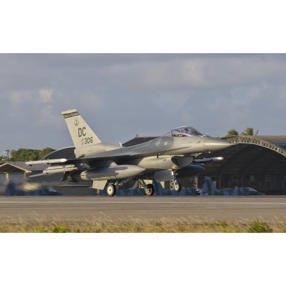 US Air Force F-16 Fighting Falcon at Natal Air Force Base Brazil Canvas Art - Giovanni CollaStocktrek Images (18 x 11)