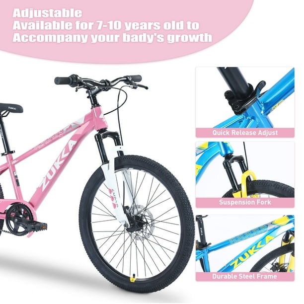 20 Mountain Bike with Pneumatic Rubber Tyres and Hidden Anti theft Bell for Boys and Girls aged 7 10 years Children s Bike Height adjustable Mountain Bike Seat and Handlebars White Pink Walmart Busine...