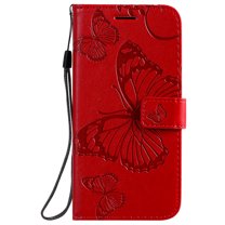 Galaxy S20 Ultra 5G Case, S20 Ultra Wallet Case, Allytech Pretty Retro Embossed Butterfly PU Leather Book Style Protection Slim Folio Flip Case Cover for Samsung Galaxy S20 Ultra 6.9", Red