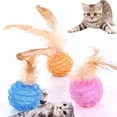 thumbnail image 2 of pelotas de plumas para gatos, juguetes interactivos con cascabel para gatos de interior., 2 of 5