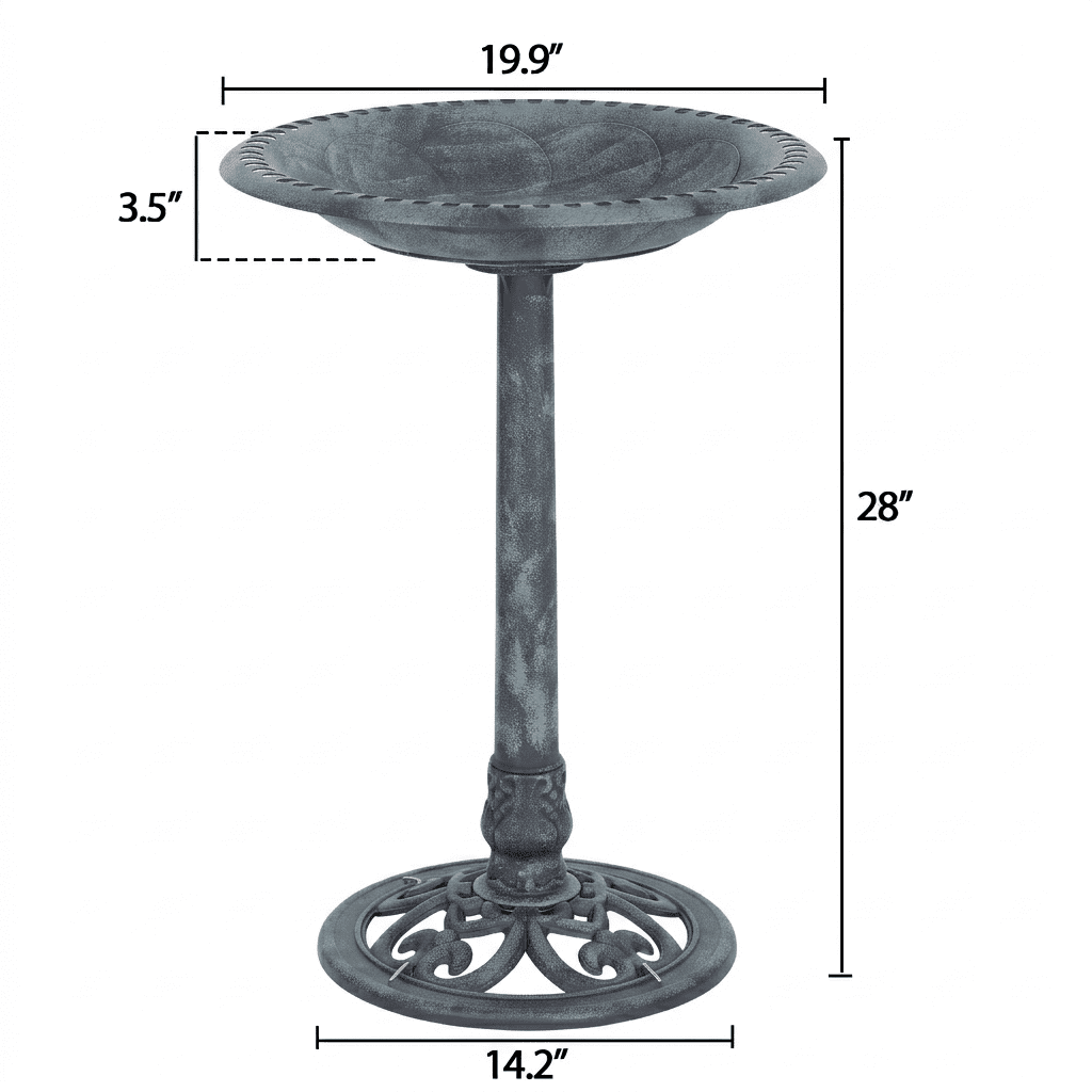 SuperDeal 28in Antique Bird Bath Weather-Resistant Resin Pedestal for Outdoor Garden Decor, Green