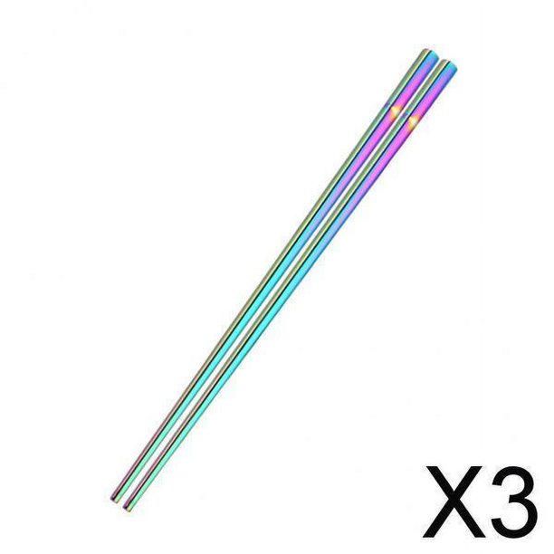Palillos cuadrados de acero inoxidable Soledad 2x304 pulidos multicolor 3 piezas