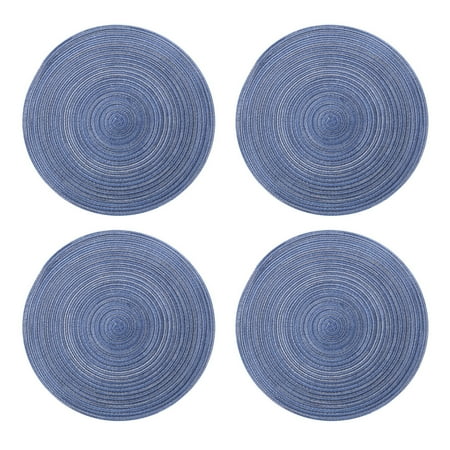 

Warkul 4Pcs Placemat Round Clear Texture Cotton Tea Coffee Bowl Cup Coaster for Kitchen
