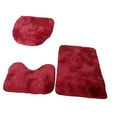 thumbnail image 4 of Juego de 3 alfombrillas de baño, tapa de inodoro, diseño elegante, juego de inodoro de tres piezas. rojo, 4 of 9