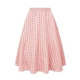 thumbnail image 4 of Cethrio Girls Midi Skirts Size 7-8 T, Summer Casual A-Line Elastic Waist Plaid Shirts with Pockets Pink, 4 of 5
