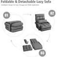 thumbnail image 4 of Hyxoo Folding Lazy Sofa Floor Chair, Indoor Chaise Lounger Bed with 6 Adjustable Position, Pillow Living Room Lounge Couch(Gray), 4 of 9