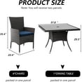 thumbnail image 2 of Kullavik 5-Piece Patio Outdoor Dining Set, Wicker Patio Furniture Set of 4 Rattan Chairs with Soft Cushions and Square Table with Umbrella Cutout, Navy Blue, 2 of 7