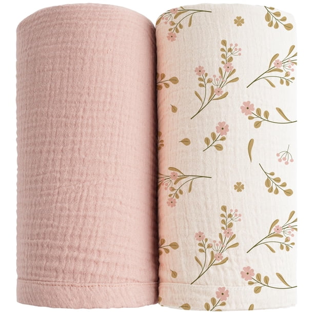 Mantas de muselina Konssy, paquete de 2, para bebés, niños y niñas