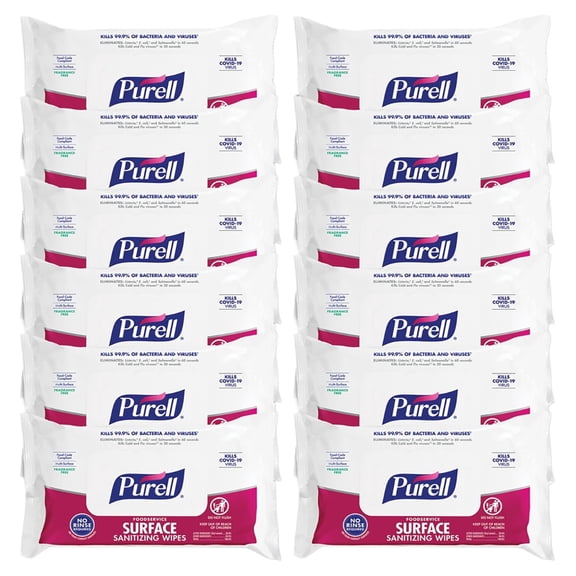 7.4 in. x 9 in. 1-Ply Foodservice Surface Sanitizing Wipes - Fragrance-Free/White (12/Carton)