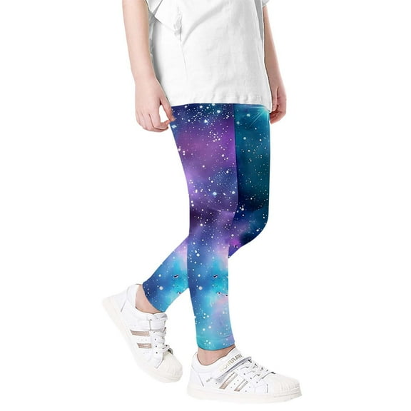 Gunia Little Girls Leggings Galaxy Print Athletic Comfortable Space Themed Casual Tights Active Wear 18M-10Y