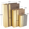 thumbnail image 3 of DecMode Textured Faux Book Storage Brown Linen Fabric Decorative Box with Gold Faux Leather, 3 Count, 3 of 9