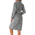 thumbnail image 3 of INSPIRE CHIC Women's Flannel Bathrobe Plush Soft Robe Fluffy Long Spa Robe XL Gray, 3 of 5
