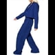 thumbnail image 3 of Conjuntos de 2 Piezas para Mujer: Blazer Elegante, Chaqueta, Pantalón Recto de Cintura Alta, Conjunto Informal de Negocios. Azul M, 3 of 10