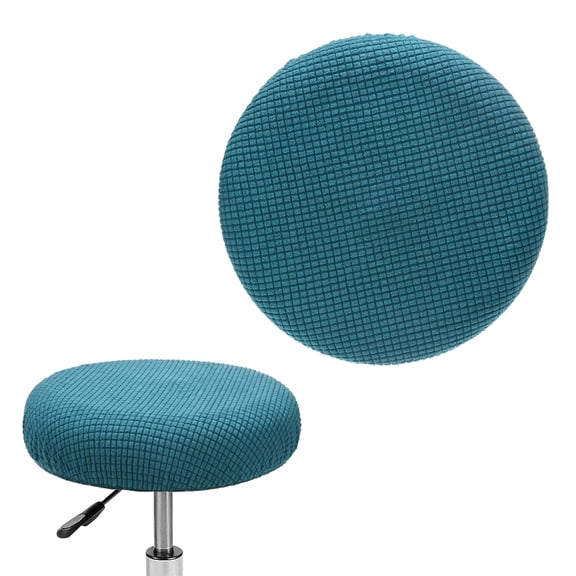 Uxcell 1 Pack Bar Stool Covers Round for 12-14" Polyester Corn Grid Seat Covers with Elastic Bands Cyan