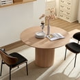 thumbnail image 3 of 47.24 Inch Leisure Coffee Table, Mid-Century Round Bedside Table, Round Fluted Side Table with MDF Handcraft Pedestal, Modern Wooden Table for Dining Room/Living Room/Restaurant, Oak, 3 of 9