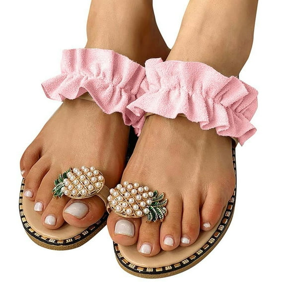 Women Summer Sandals Ladies Pineapple Sandals Clip Toe Flip Flops Boho Casual Slippers Beach Shoes
