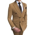 thumbnail image 1 of MensDouble-breastedBlazerSuit2PiecesSlimFitWeddingGroomTuxedosPeakLapelFormalPromSuits, 1 of 5