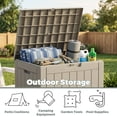 thumbnail image 5 of Decksplore 35 Gallon Outdoor Storage Box, Small Waterproof Resin Deck Box with Lockable Lid Storage Bin for Patio Furniture Cushions, Garden Tools, Pool Accessories, UV-Resistant Outside, Brown, 5 of 9