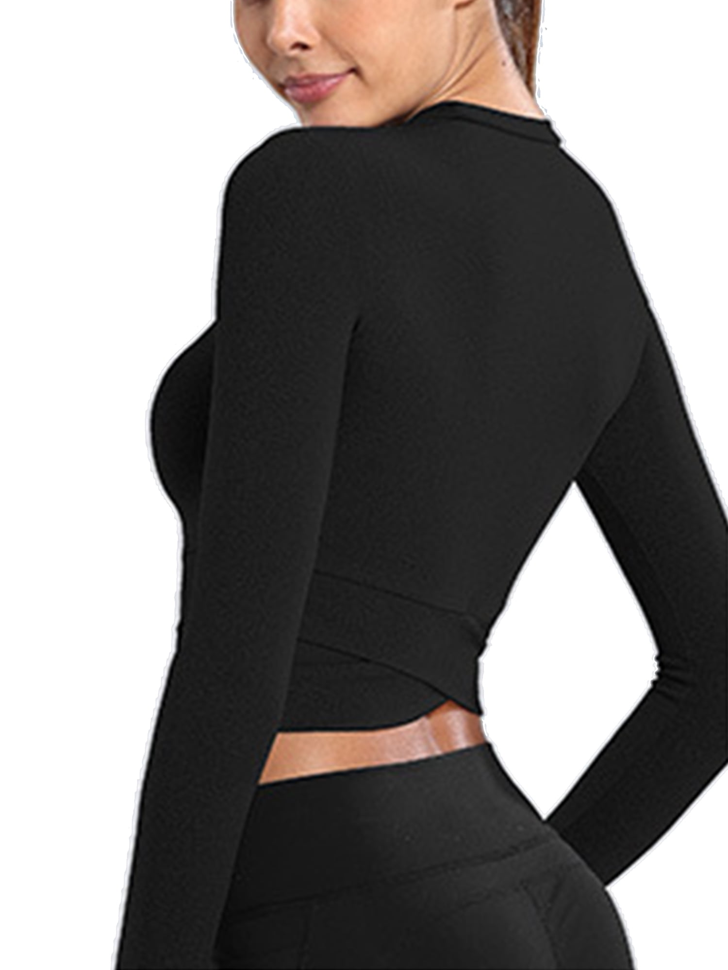 Capreze Workout Yoga Tops for Women Crop Top Compression Long Sleeve  Fitness Athletic Yoga Sports Shirt 