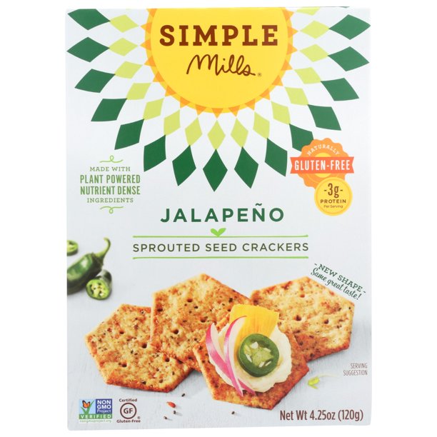 Simple Mills Jalapeno Sprouted Seed Crackers, 4.25 Oz.