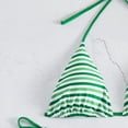 thumbnail image 4 of Guardurnaity de niña con top triangular y cuello halter, braguita estampada, traje de baño de piezas. Tejido suave, perfecto para viajar. conjuntos de ropa Rayas verdes XS, 4 of 6