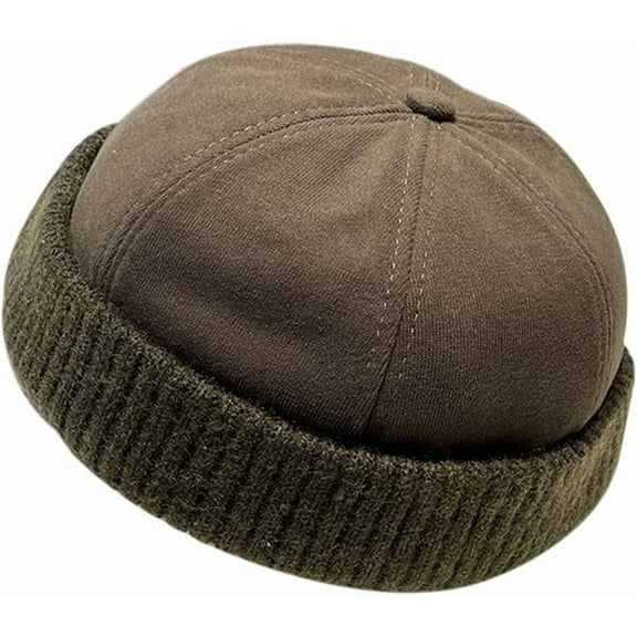 Winter Fisherman Beanie Hats Warm Knit Brimless Hat Retro Docker Cap Adjustable