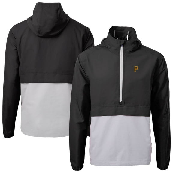 Men's Cutter & Buck  Black Pittsburgh Pirates Charter Eco Recycled Half-Zip Anorak Jacket
