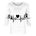thumbnail image 4 of Yteetum Valentines 3/4 Length Sleeve Womens Tops Oversized Crewneck Valentine's Day Loved Heart Print Three Quarter Sleeve T Shirts Womens Casual Round Neck Relaxed Fits Valentine Print Tee Shirts, 4 of 5