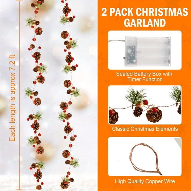 Chok Christmas lights LED copper wire light pine cone pine needle bell red fruit decorative light battery box