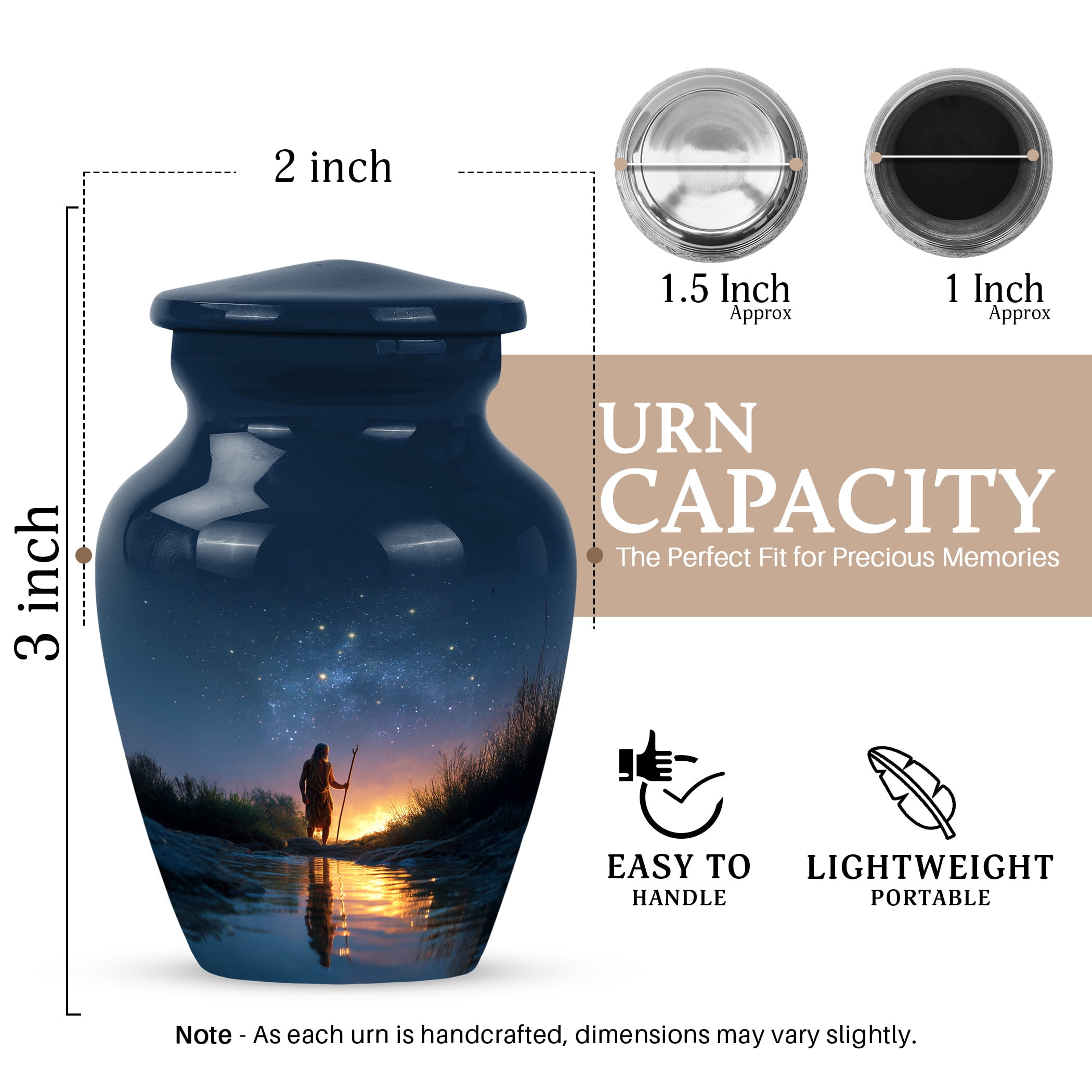 JAGSHASHI Fishing Mini Keepsake Sharing Urns – Fisherman Small Cremation Urn For Ashes Adult Male or Pet Ashes – Funeral Token Urn with Velvet Box – Memorial Tribute for Families (Blue 3 Inch)